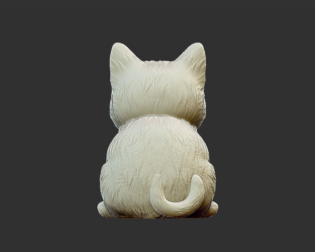 cat sitting 3D print model_2