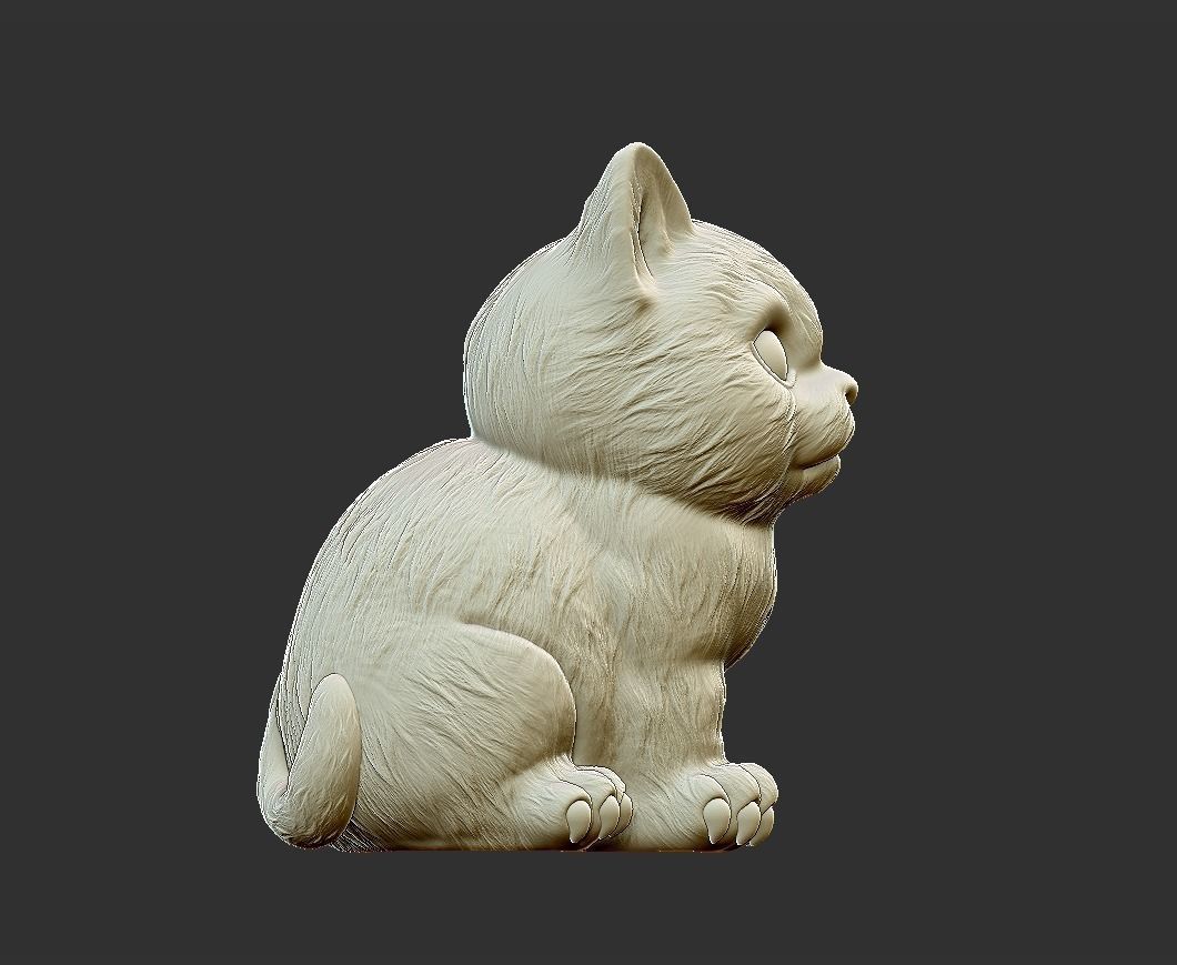 cat sitting 3D print model_1