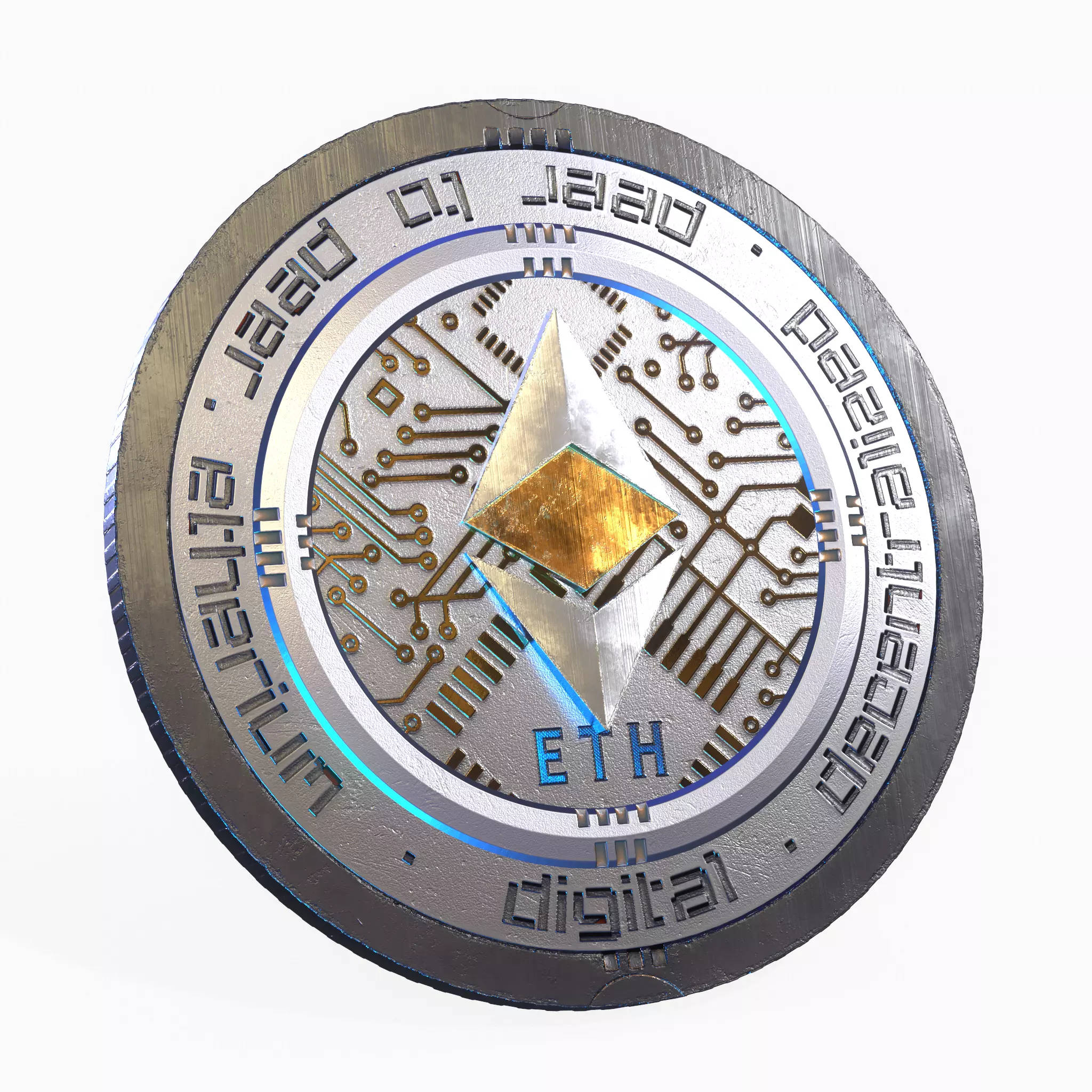 Ethereum Cryptocurrency Coin Low-poly 3D model