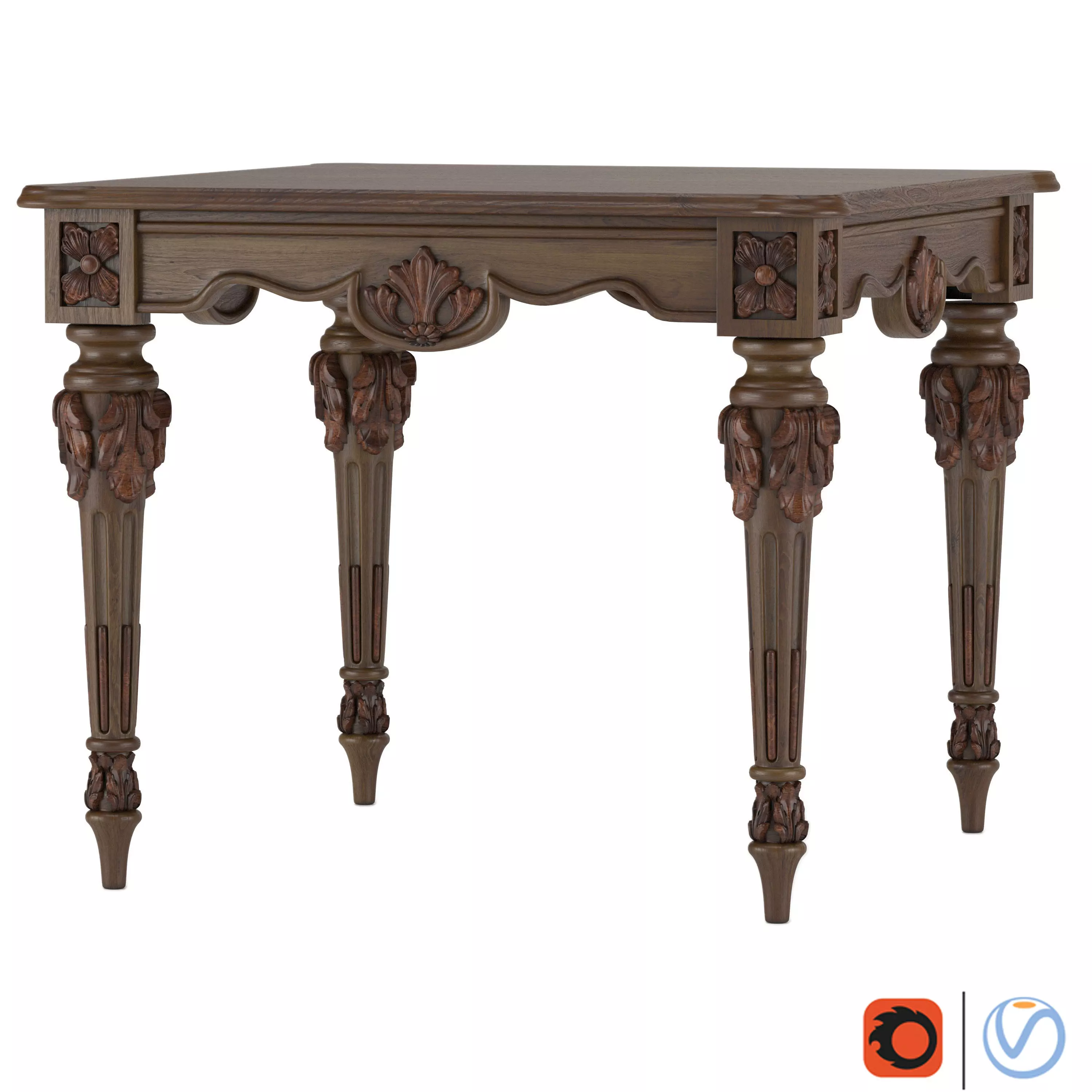 Carved table 3D model_0