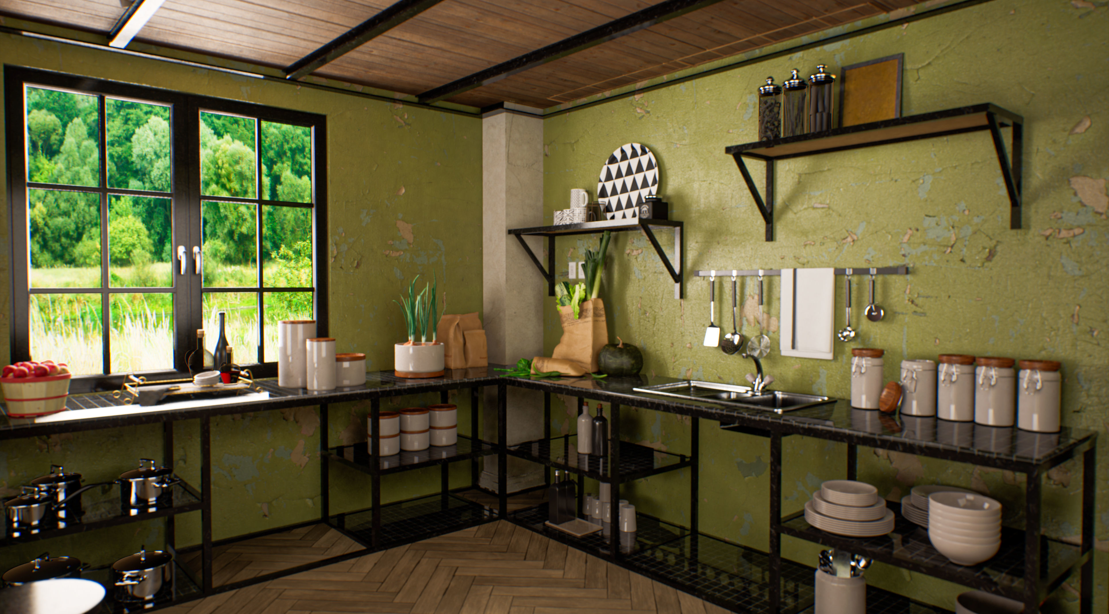 Loft Interior Scene  3D model_3