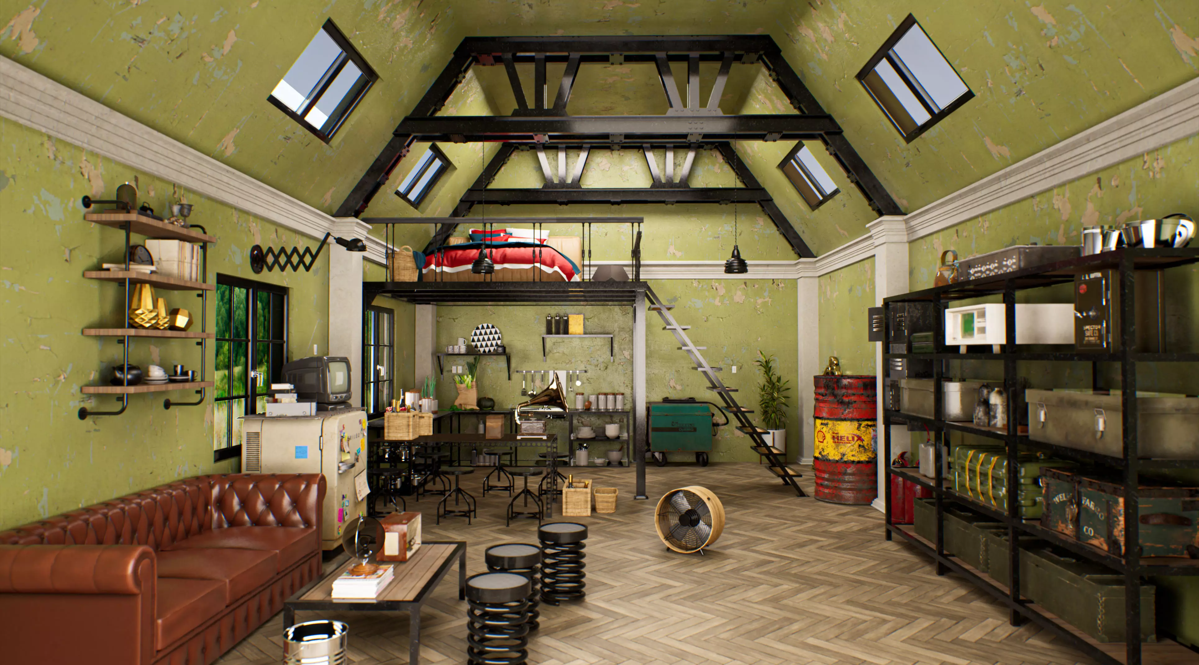 Loft Interior Scene  3D model_0
