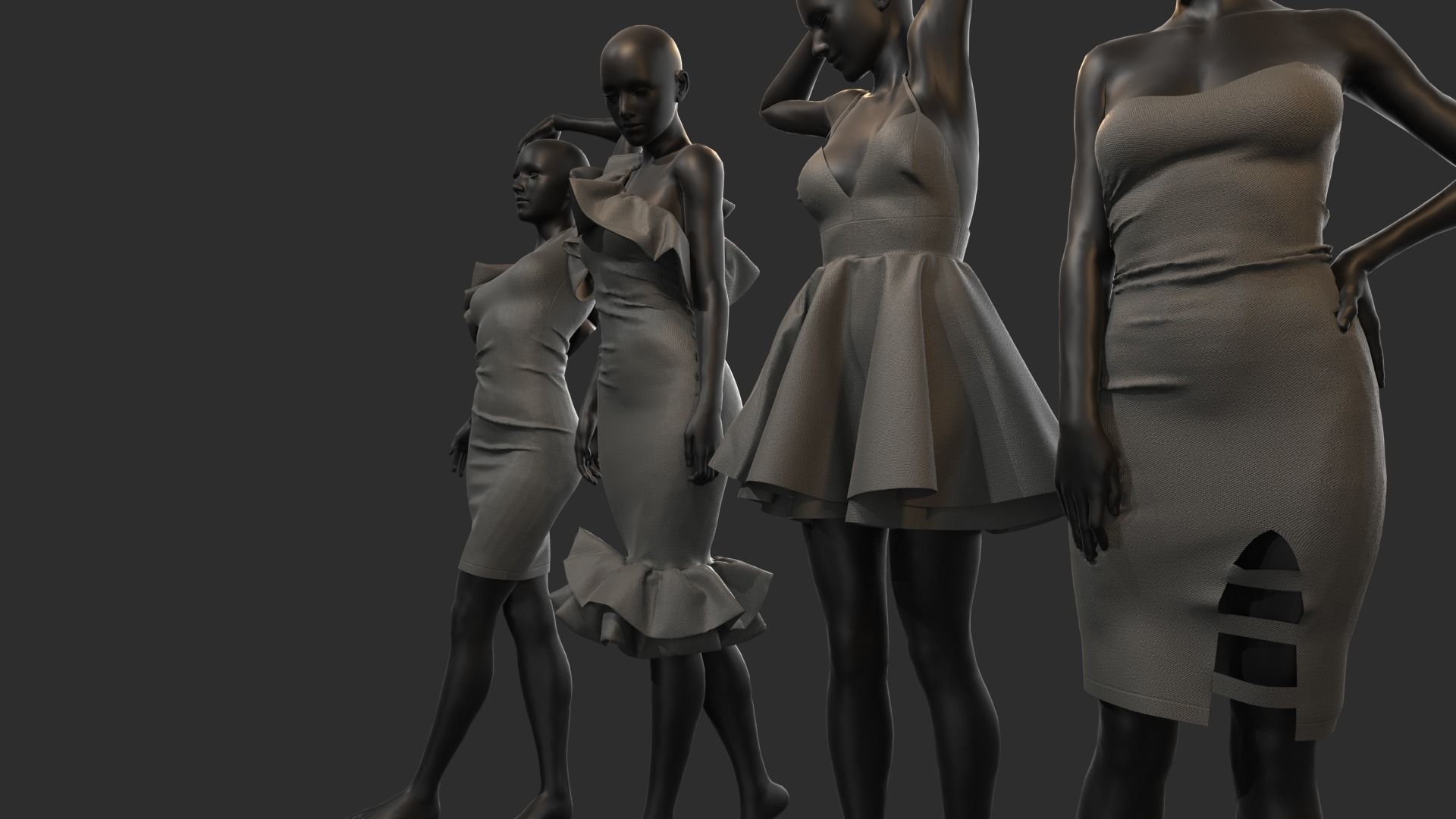 Female dresses  3D model_2