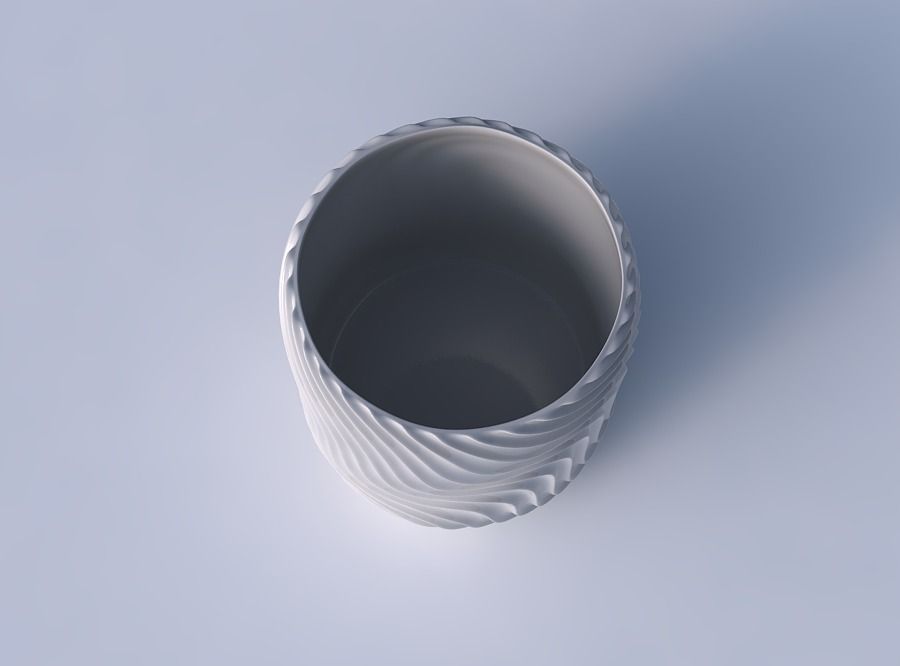 Bowl cylindrica with wavy extruded lines 3 3D print model_2