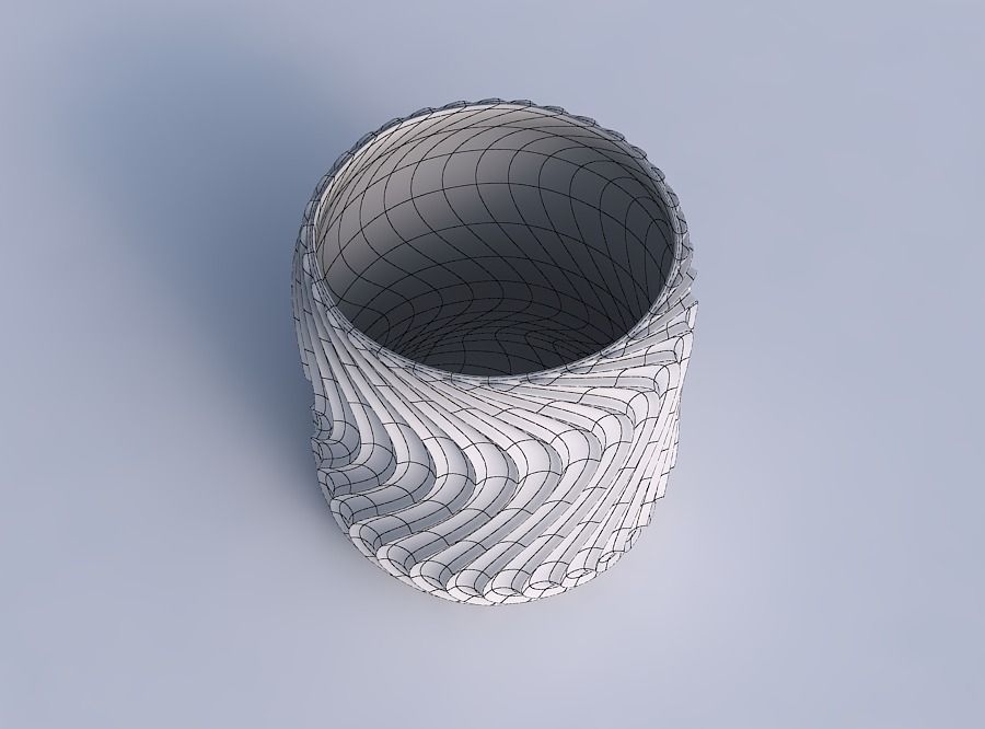 Bowl cylindrica with wavy extruded lines 4 3D print model_6