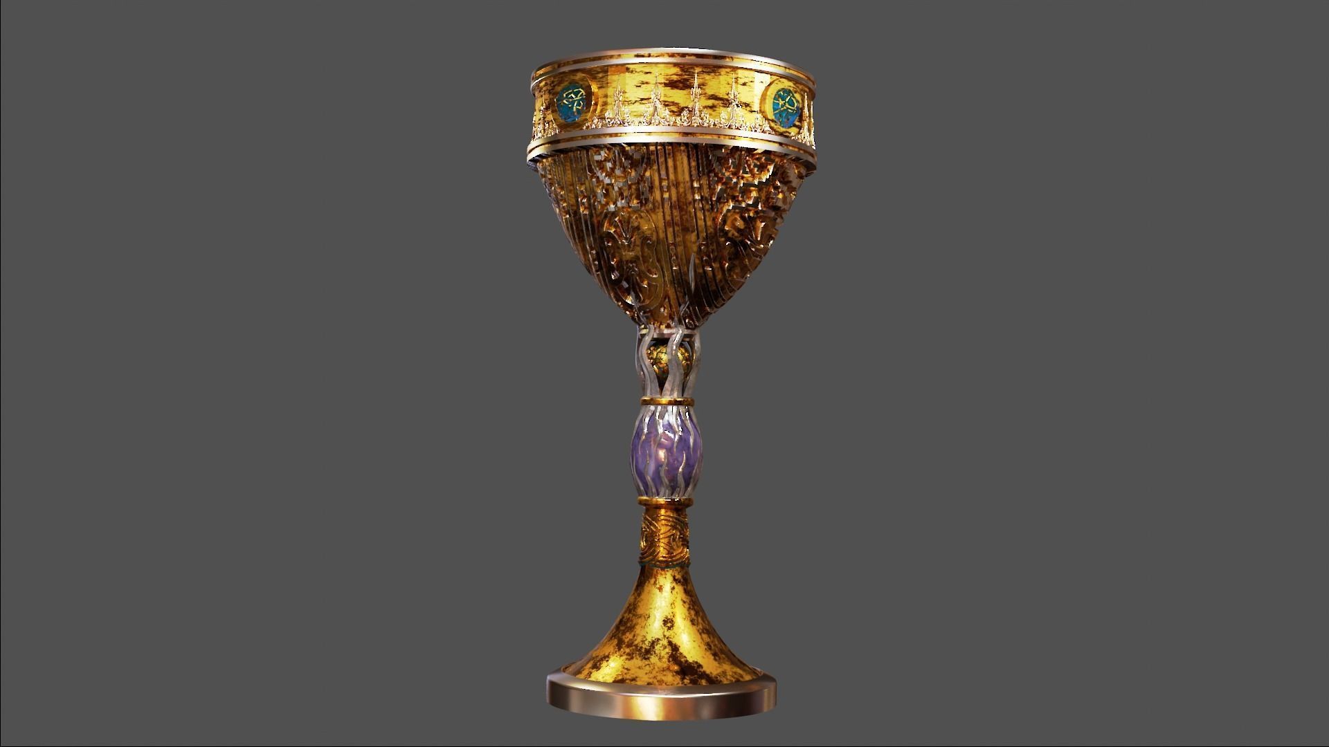ancient ornamented goblet 3D model_7