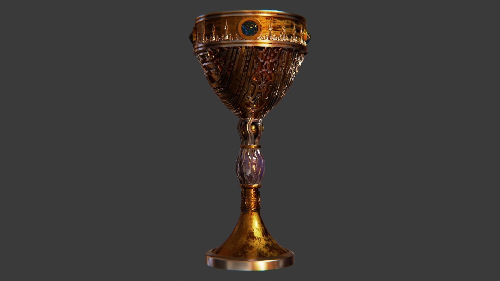 ancient ornamented goblet 3D model_8