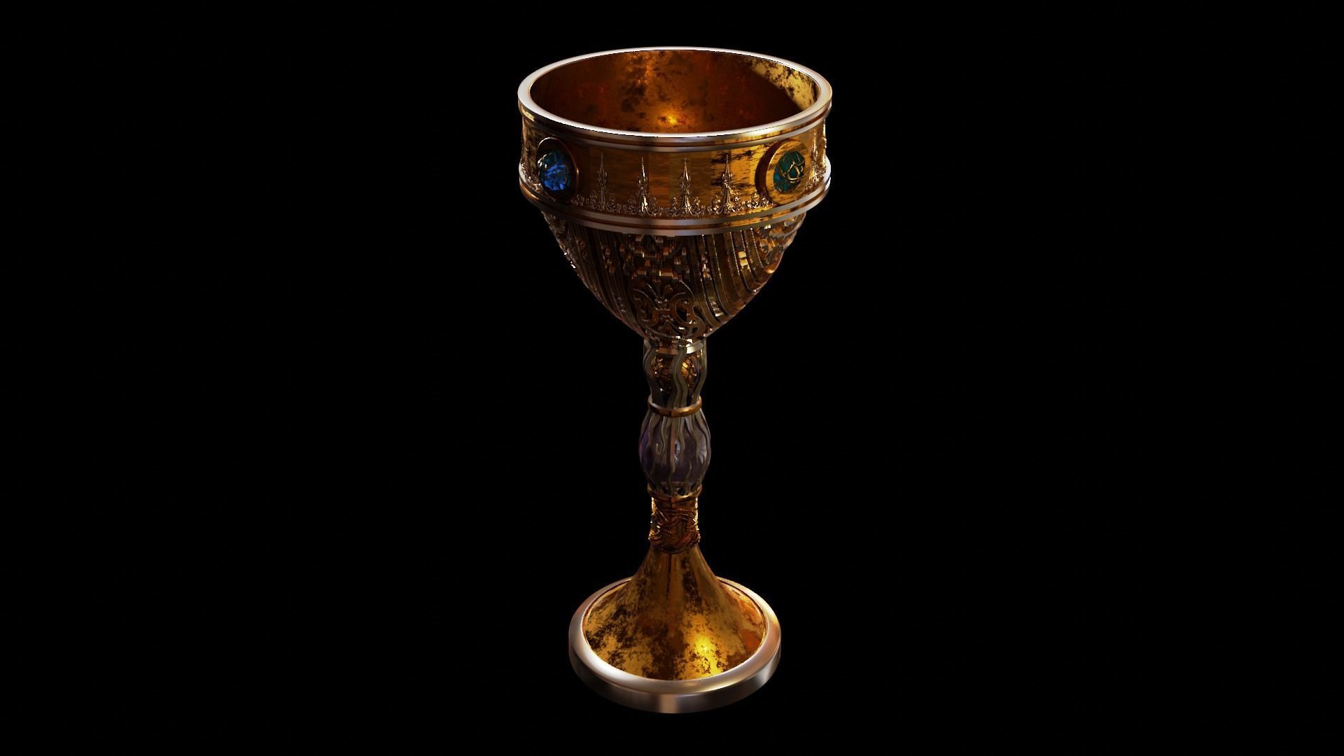 ancient ornamented goblet 3D model_6