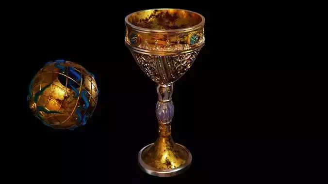 ancient ornamented goblet 3D model