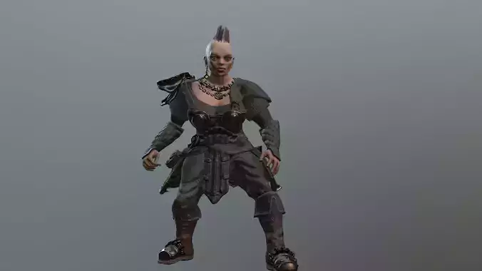Dwarf Woman Warrior Low-poly Low-poly 3D model