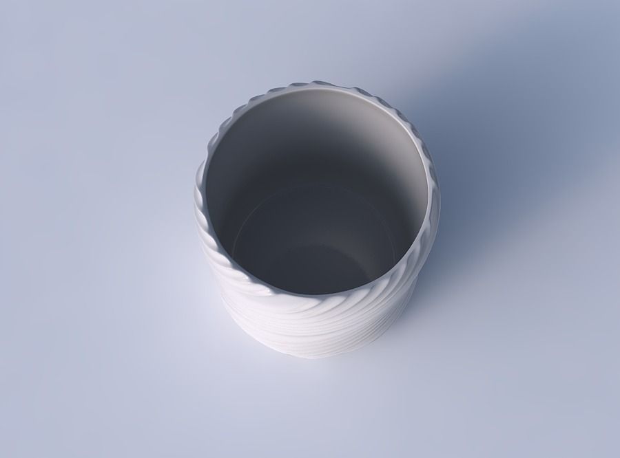 Bowl cylindrica with flowing extruded lines 3D print model_2
