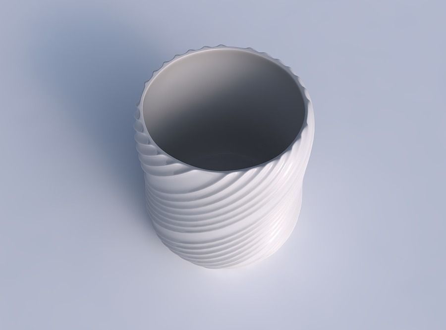 Bowl cylindrica with flowing extruded lines 3D print model_1