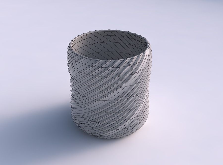 Bowl cylindrica with flowing extruded lines 3D print model_5