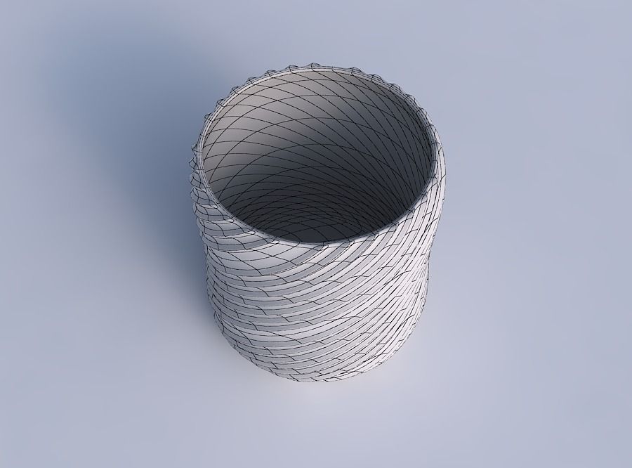 Bowl cylindrica with flowing extruded lines 3D print model_6