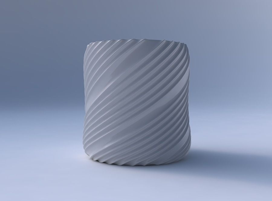 Bowl cylindrica with flowing extruded lines 3D print model_4