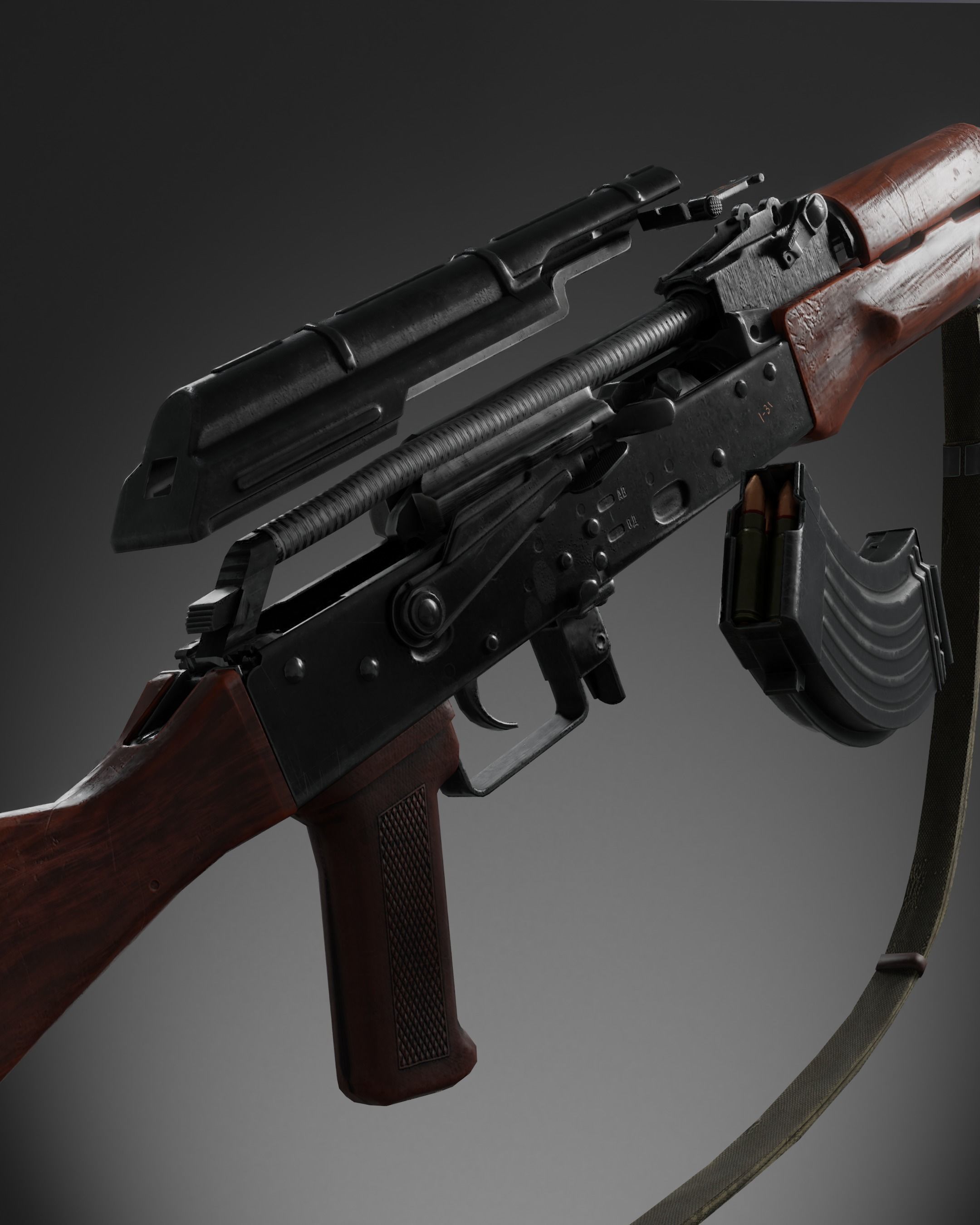 AK-47 Realistic rifle Low-poly 3D model_1