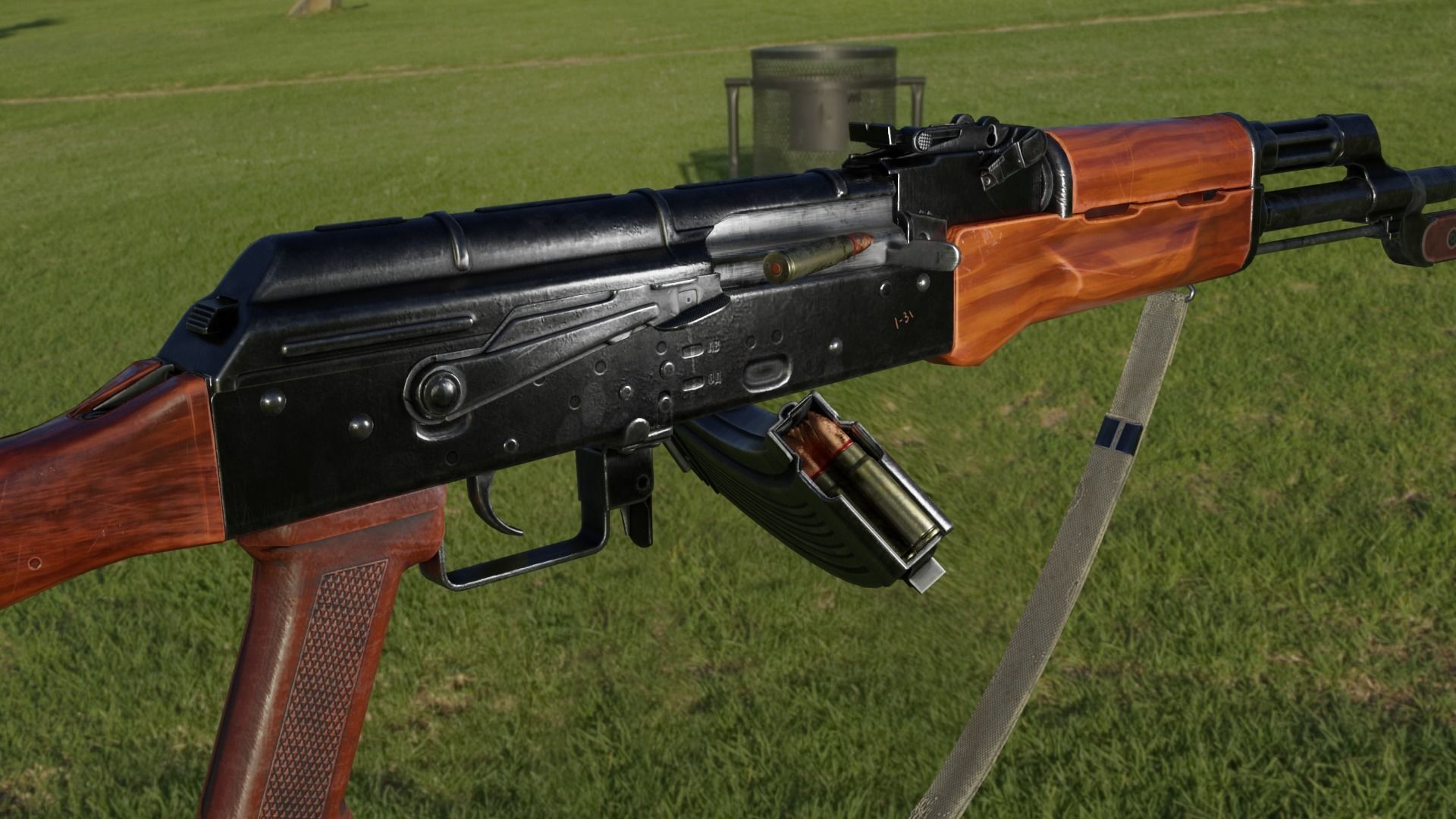 AK-47 Realistic rifle Low-poly 3D model_7