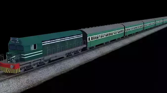 Pakistani Low Poly Train Model Low-poly 3D model