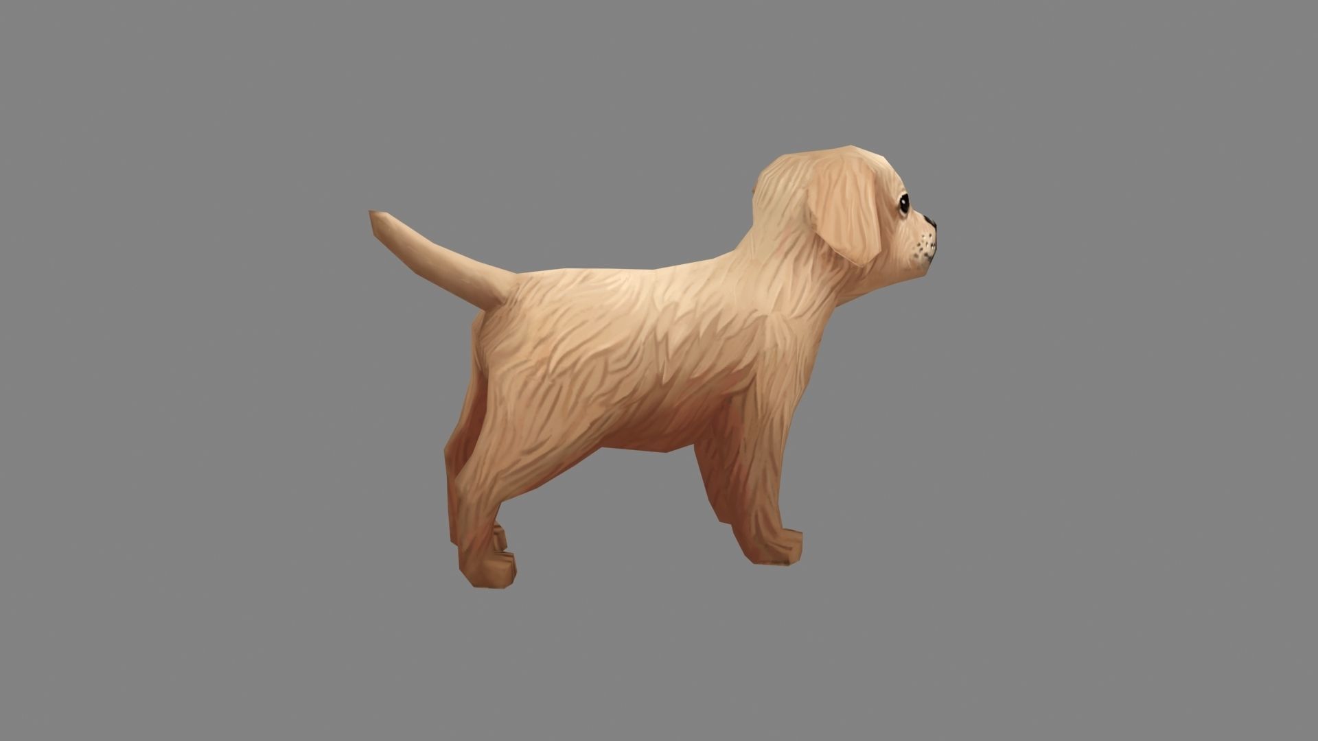 Cartoon puppy - brown dog Low-poly 3D model_2