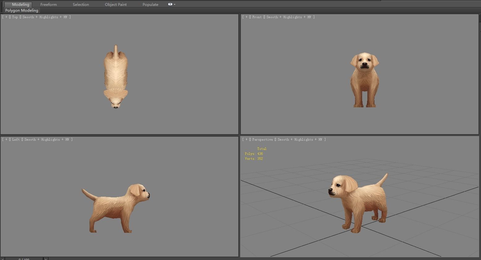Cartoon puppy - brown dog Low-poly 3D model_3