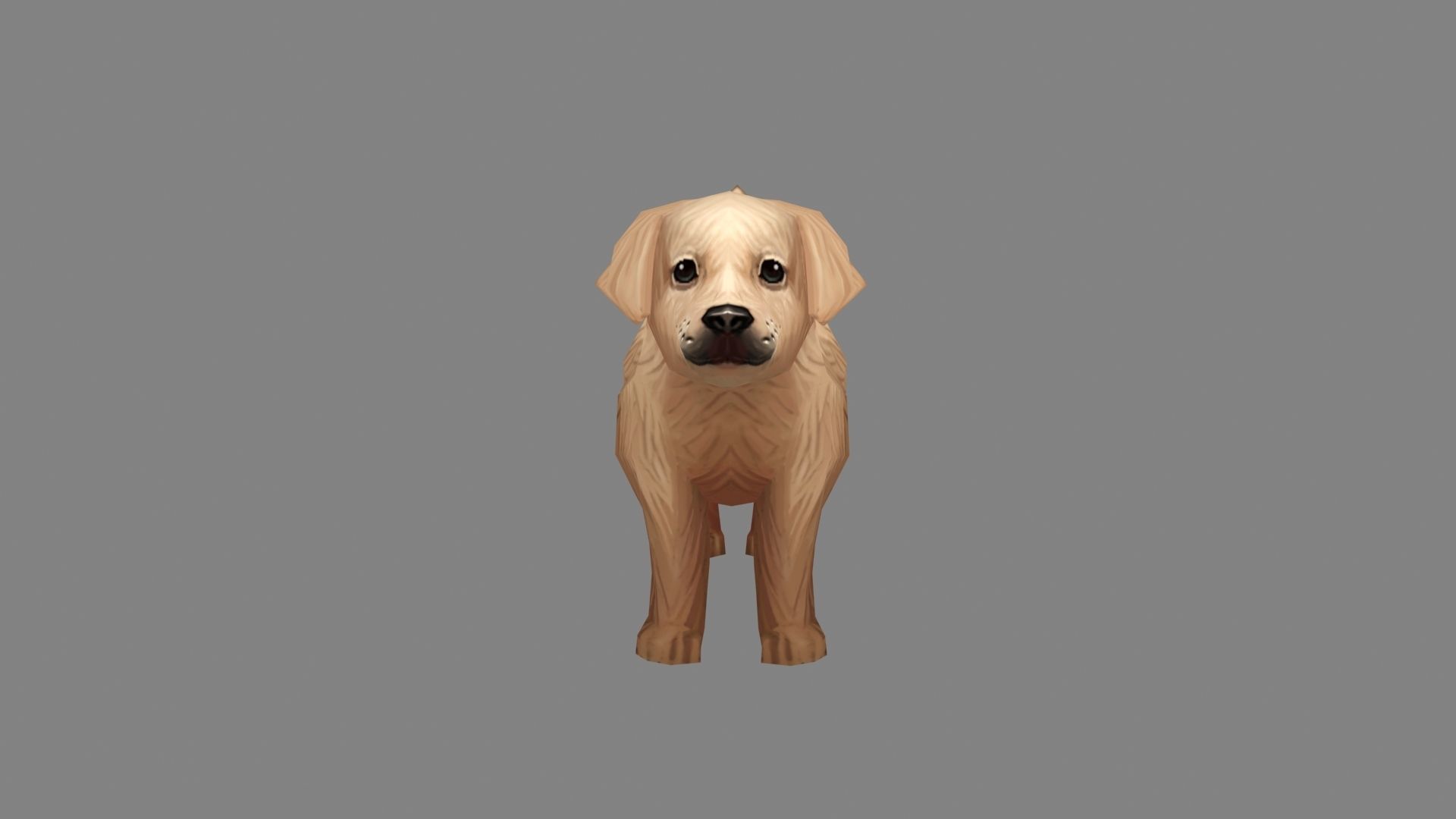 Cartoon puppy - brown dog Low-poly 3D model_1