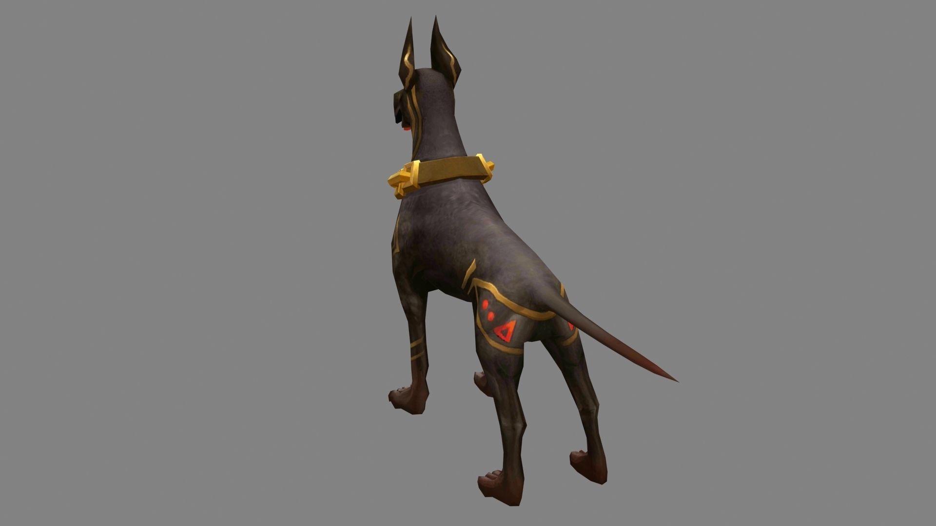 Cartoon black doberman - hound dog Low-poly 3D model_3