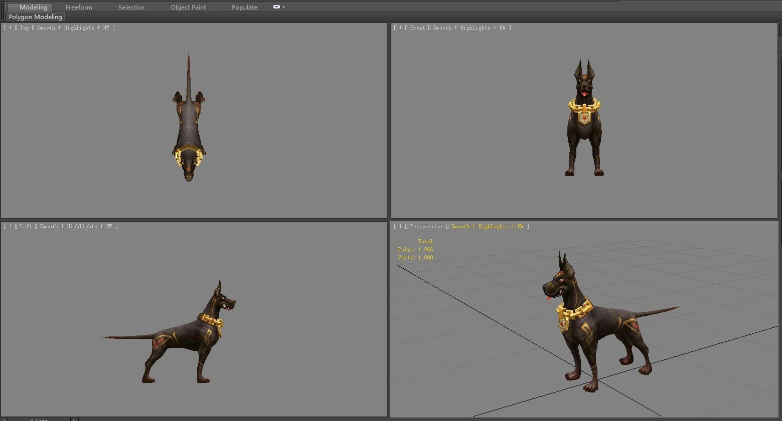 Cartoon black doberman - hound dog Low-poly 3D model_4