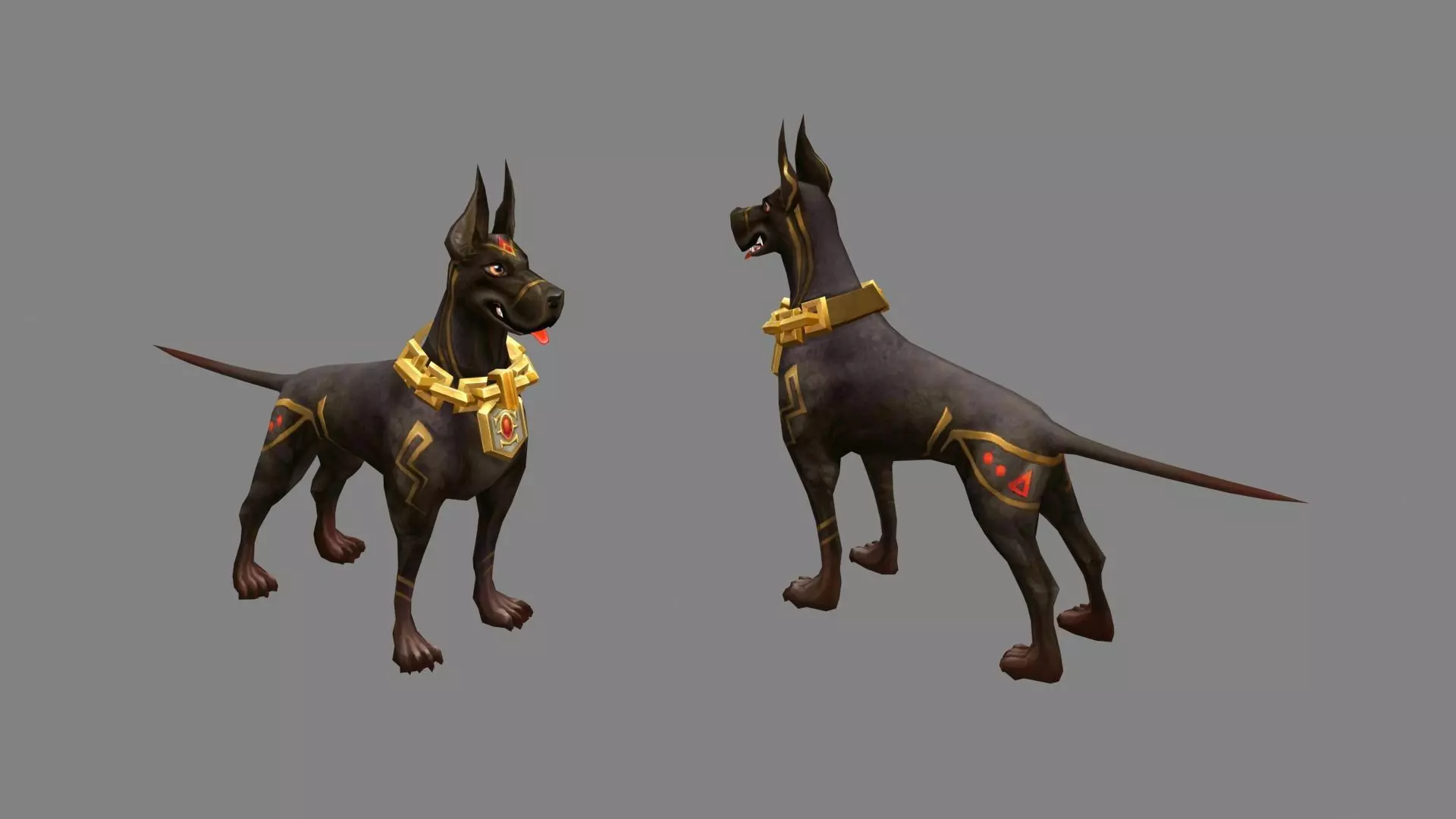 Cartoon black doberman - hound dog Low-poly 3D model_0