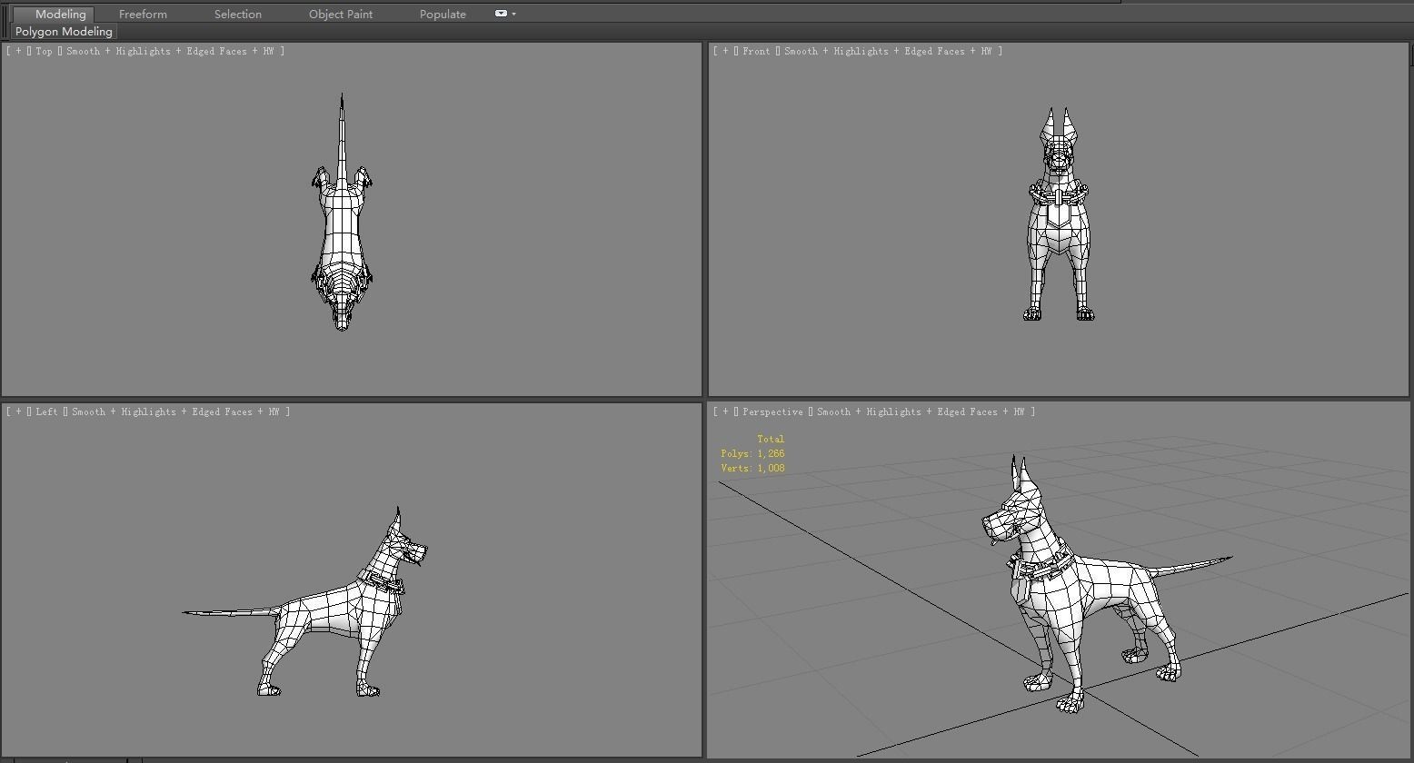 Cartoon black doberman - hound dog Low-poly 3D model_6