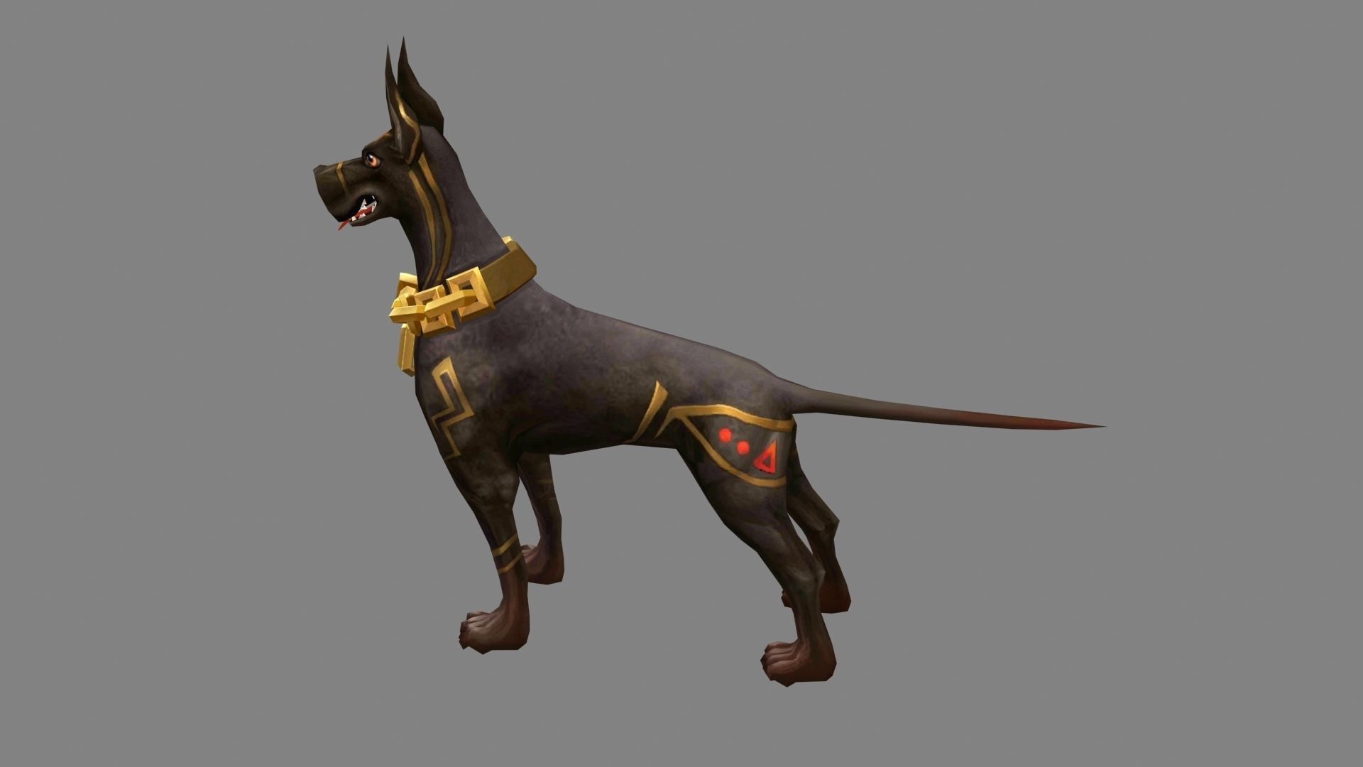 Cartoon black doberman - hound dog Low-poly 3D model_2