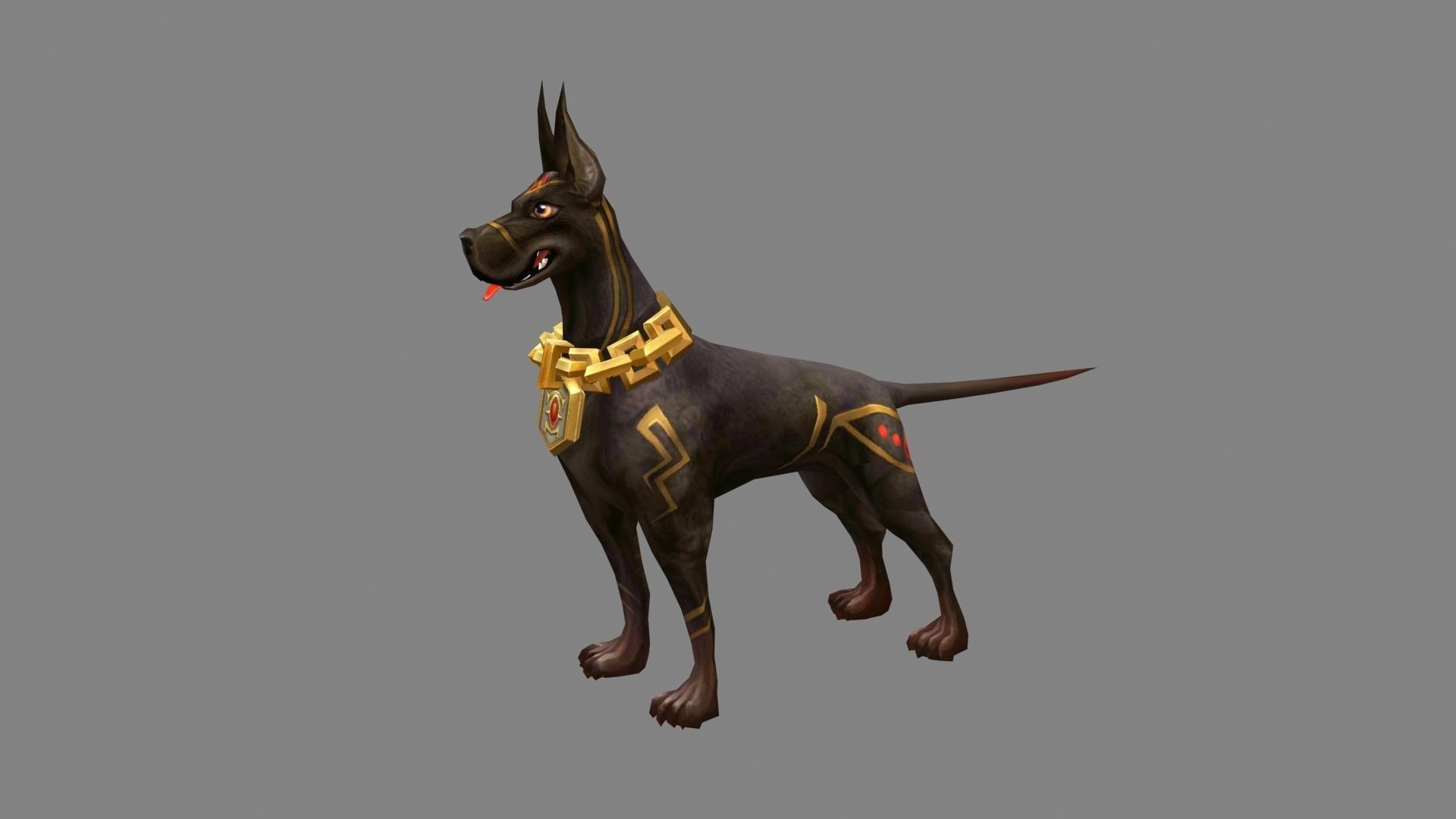 Cartoon black doberman - hound dog Low-poly 3D model_1