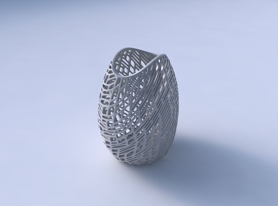 Bowl compressed with twisted lattice tiles 3D print model_3