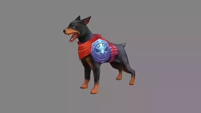 Cartoon German Pinscher - miniature hound dog Low-poly 3D model