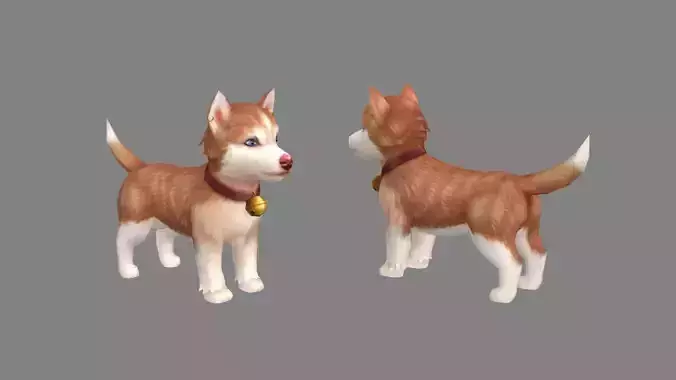 Cartoon husky puppy - brown dog