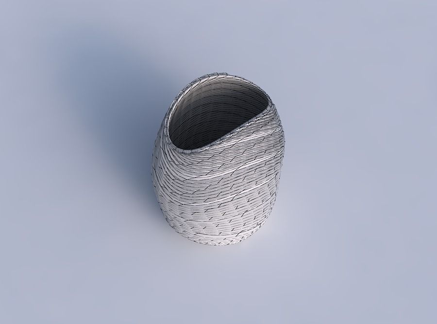 Bowl compressed with twisted extruded lines 3D print model_6