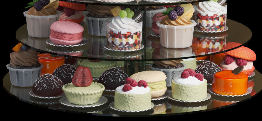 Set of desserts and cakes 3D model_4