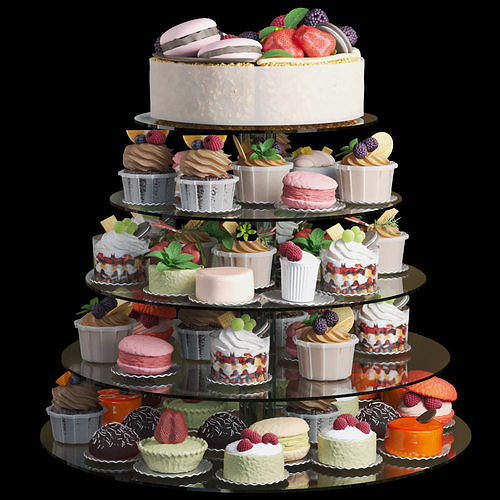 Set of desserts and cakes 3D model
