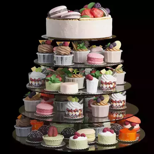Set of desserts and cakes 3D model