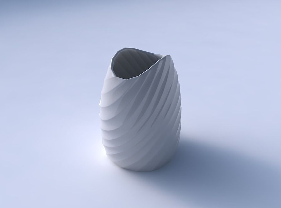 Bowl compressed with twisted bands 3D print model_3