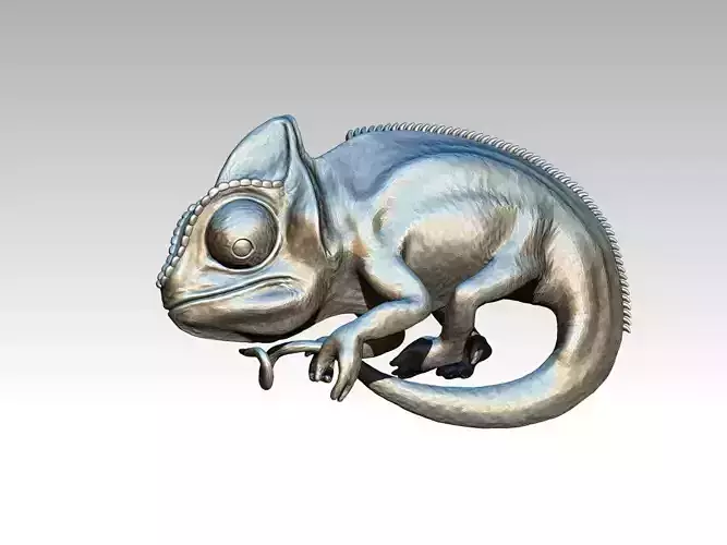 Chameleon highpoly silver chamelon