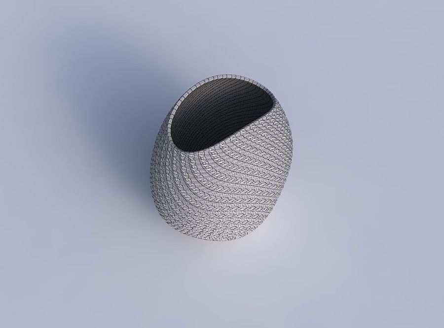 Bowl compressed with twisted diagonal grid dents 3D print model_6
