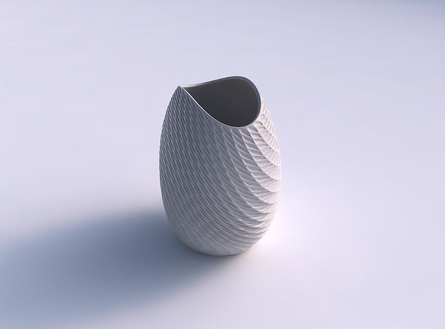 Bowl compressed with twisted diagonal grid dents 3D print model_0