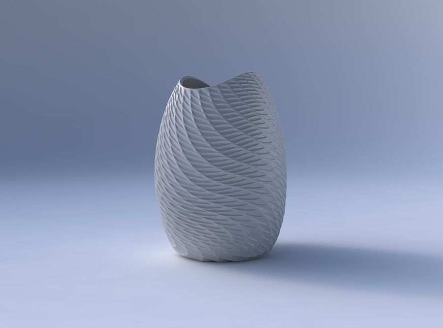 Bowl compressed with twisted diagonal grid dents 3D print model_4
