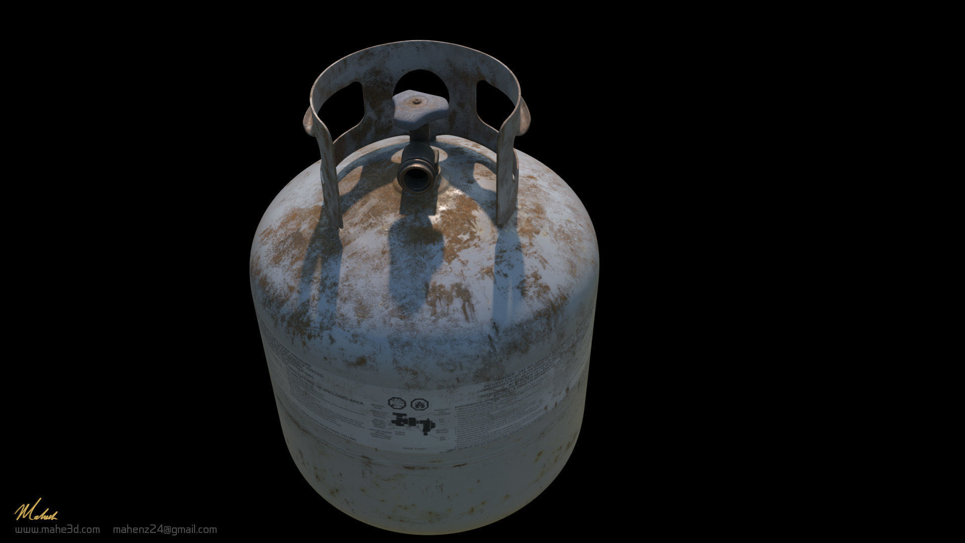 Rusty Propane gas cylinder 3D model_8
