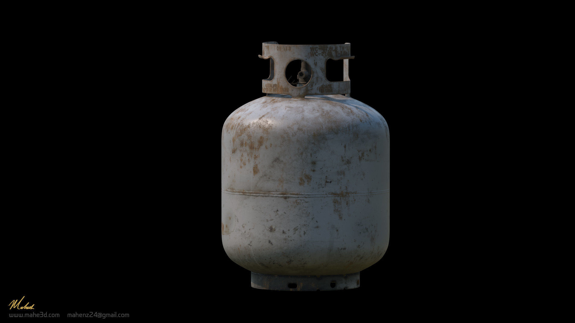 Rusty Propane gas cylinder 3D model_5