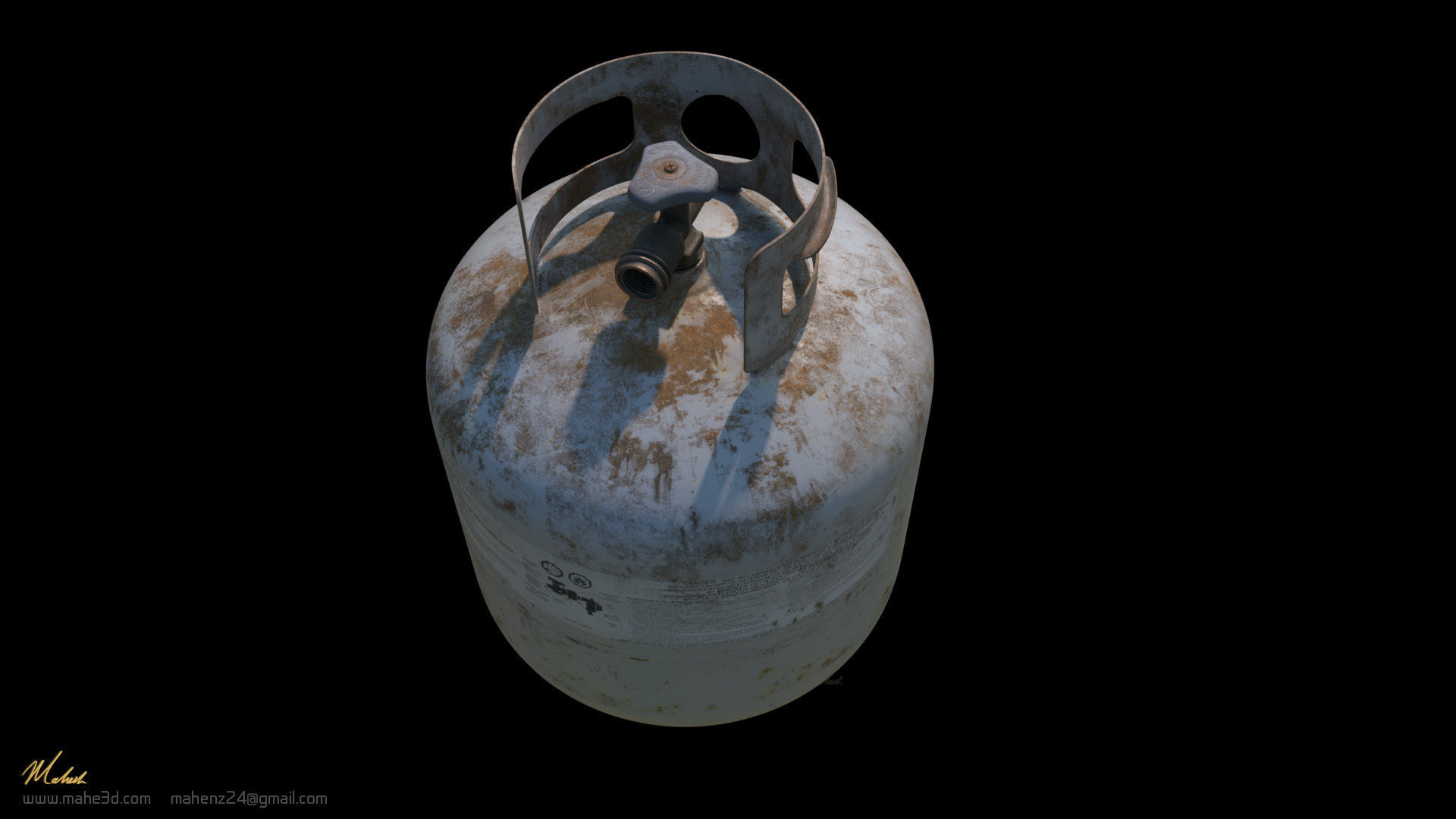 Rusty Propane gas cylinder 3D model_10