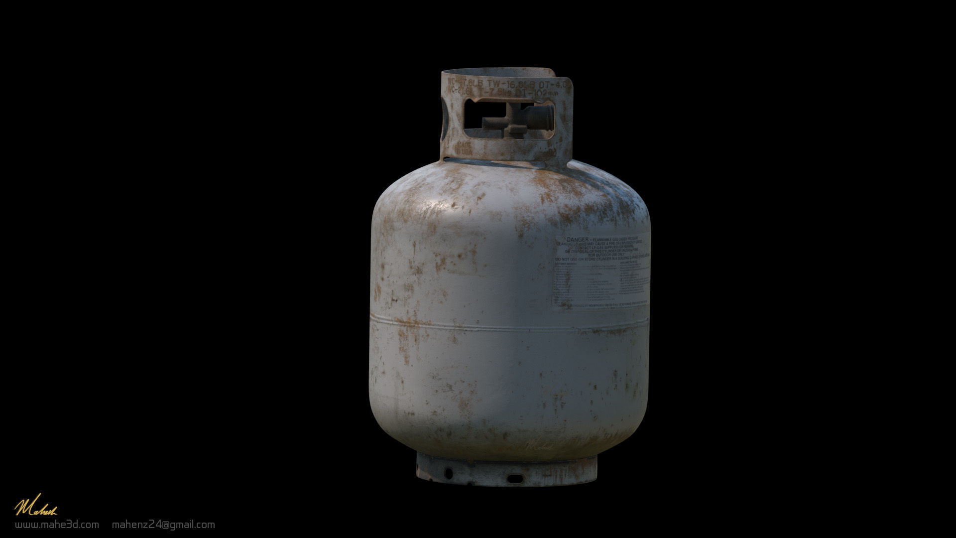 Rusty Propane gas cylinder 3D model_1