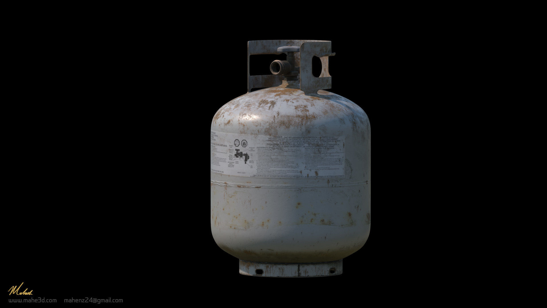 Rusty Propane gas cylinder 3D model_3