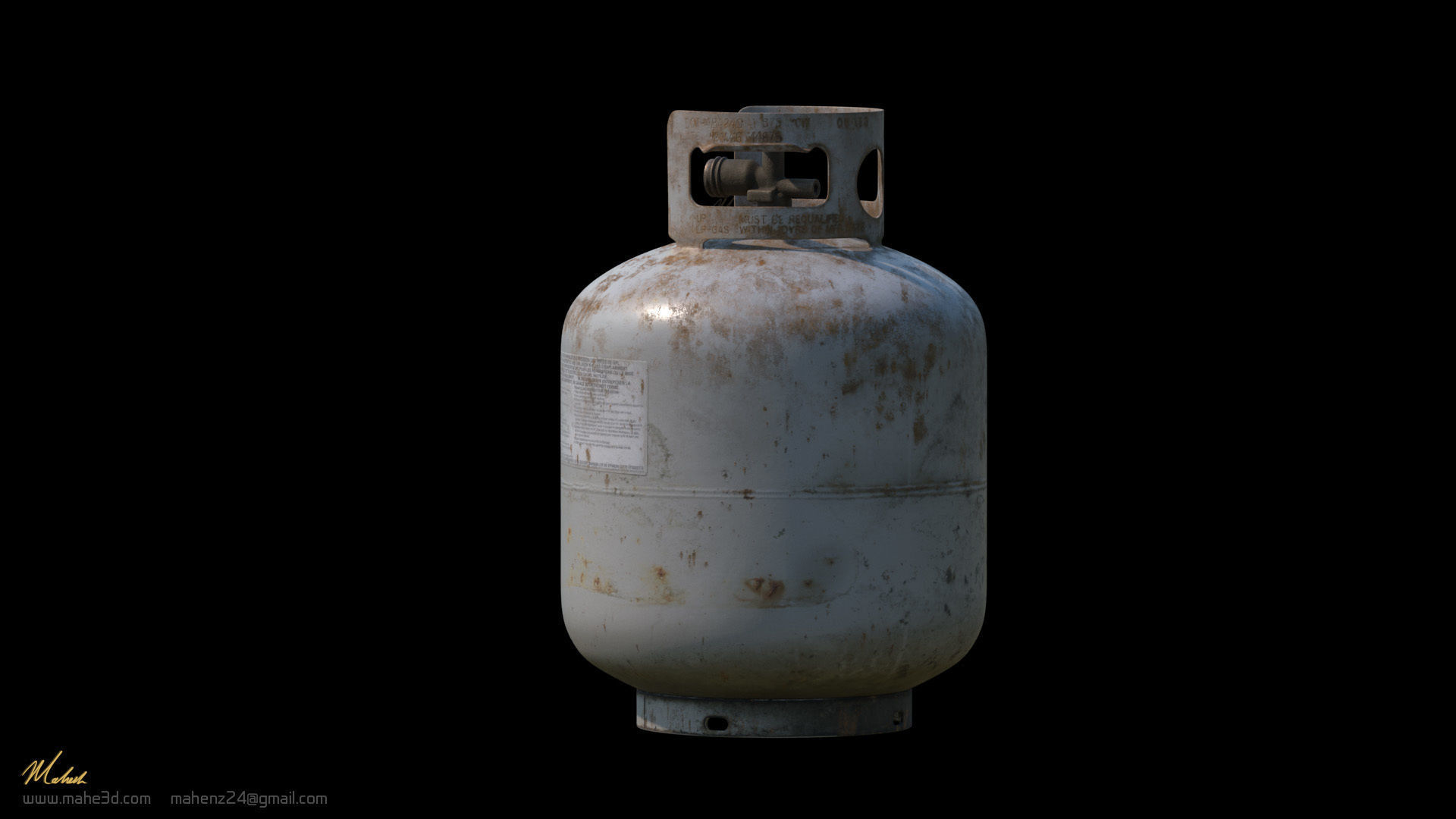 Rusty Propane gas cylinder 3D model_4
