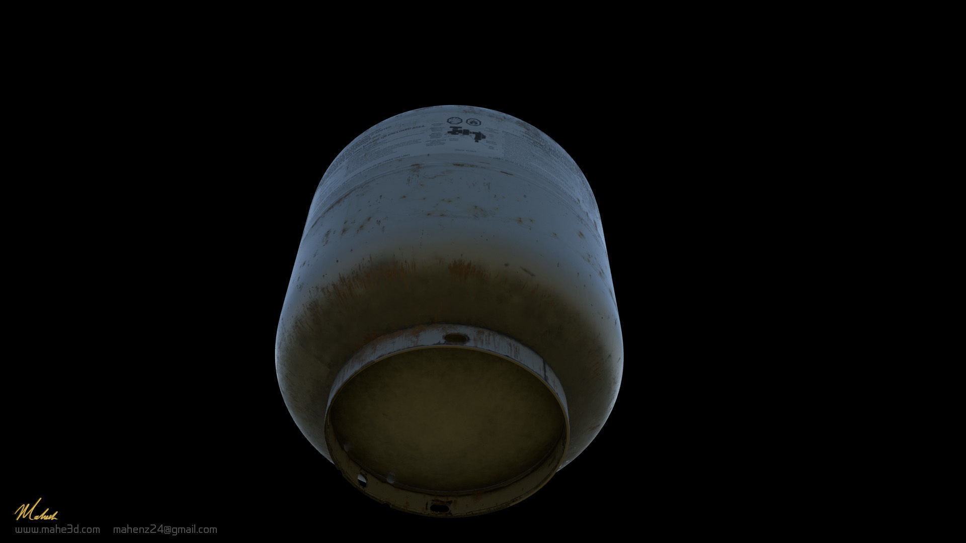 Rusty Propane gas cylinder 3D model_9